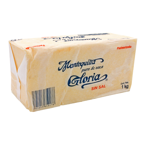 MANTEQUILLA SIN SAL GLORIA 1 KG PIEZA