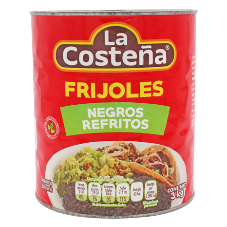 FRIJOL REFRITO NEGRO LA COSTEÑA DE 3 KG PIEZA