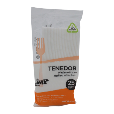 TENEDOR MEDIANO BLANCO INIX 25 PIEZAS