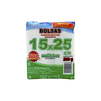 BOLSA NATURAL 1/2 KGS 15 X 25 CM NATURAL BAJA DENSIDAD 1 KG