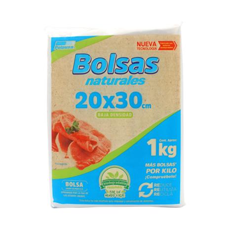 BOLSA NATURAL 1 KGS 20 X 30 CM BAJA DENSIDAD 1 KG