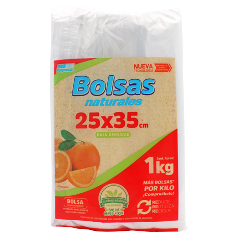 BOLSA NATURAL 2 KGS 25 X 35 CM BAJA DENSIDAD 1 KG