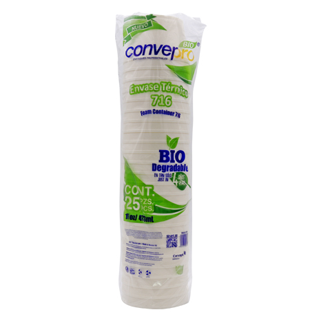 ENVASE TERMICO BIODEGRADABLE NUM 716 CONVERMEX PAQUETE 25 PZAS