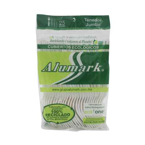 TENEDOR JUMBO BIODEGRADABLE ALUMARK 25 PIEZAS