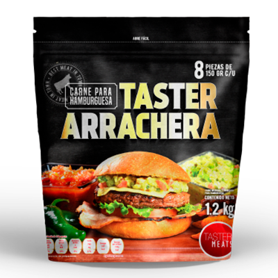 CARNE PARA HAMBURGUESA TASTER ARRACHERA 150 G 8 PIEZAS