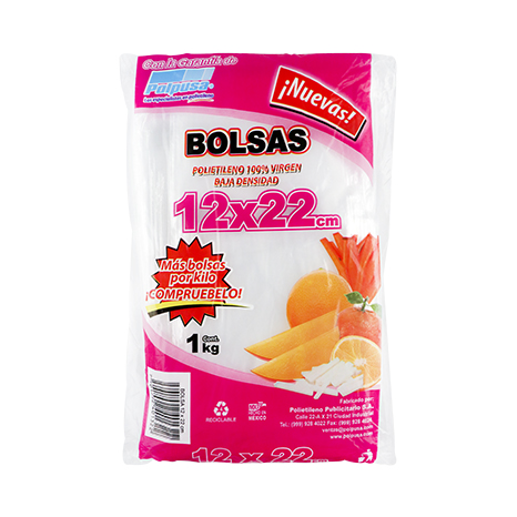 BOLSA NATURAL 1/4 KGS 12 X 22 CM BAJA DENSIDAD KG